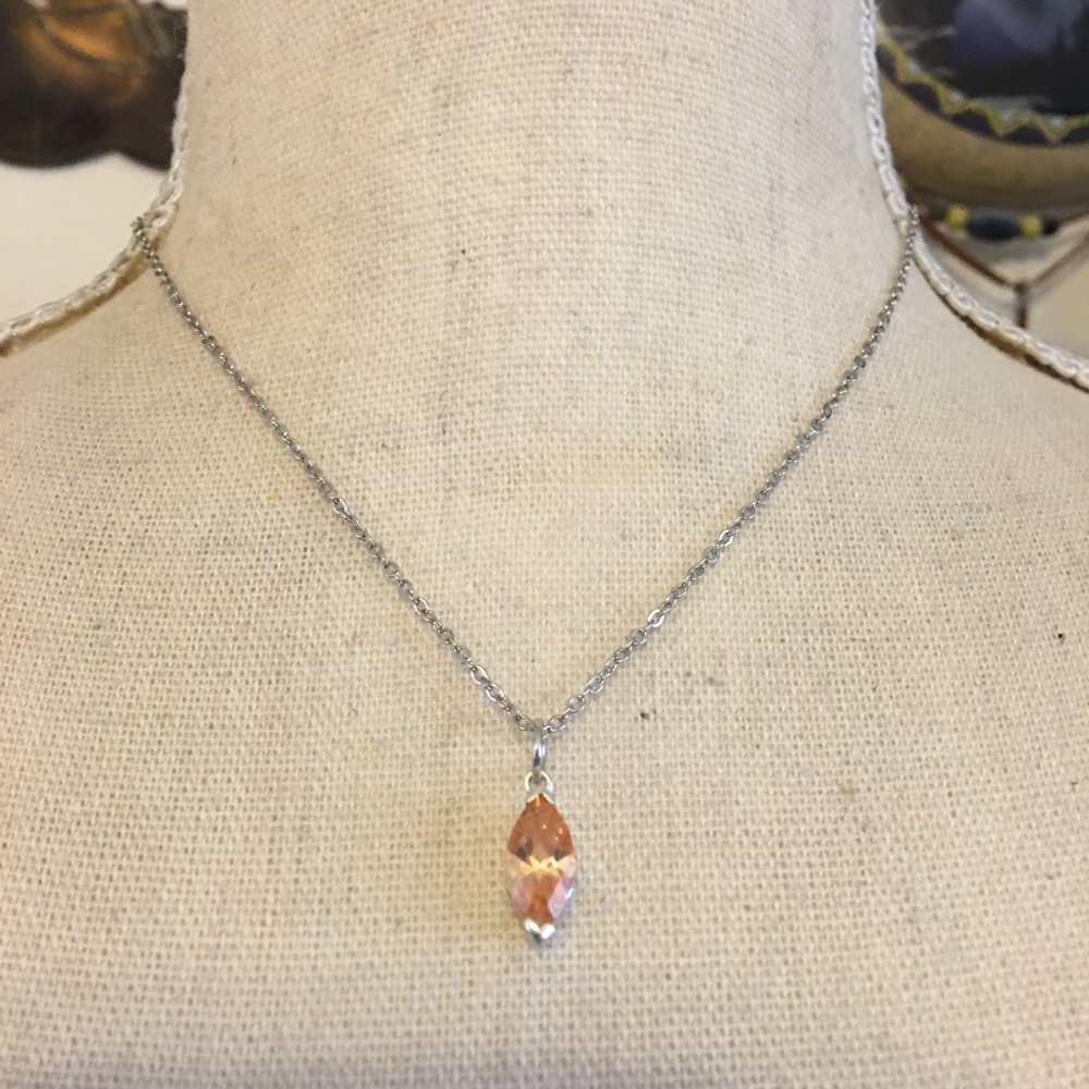 Vintage marquis cut golden stone pendant on chain